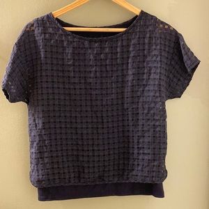 Navy blue waffle blouse